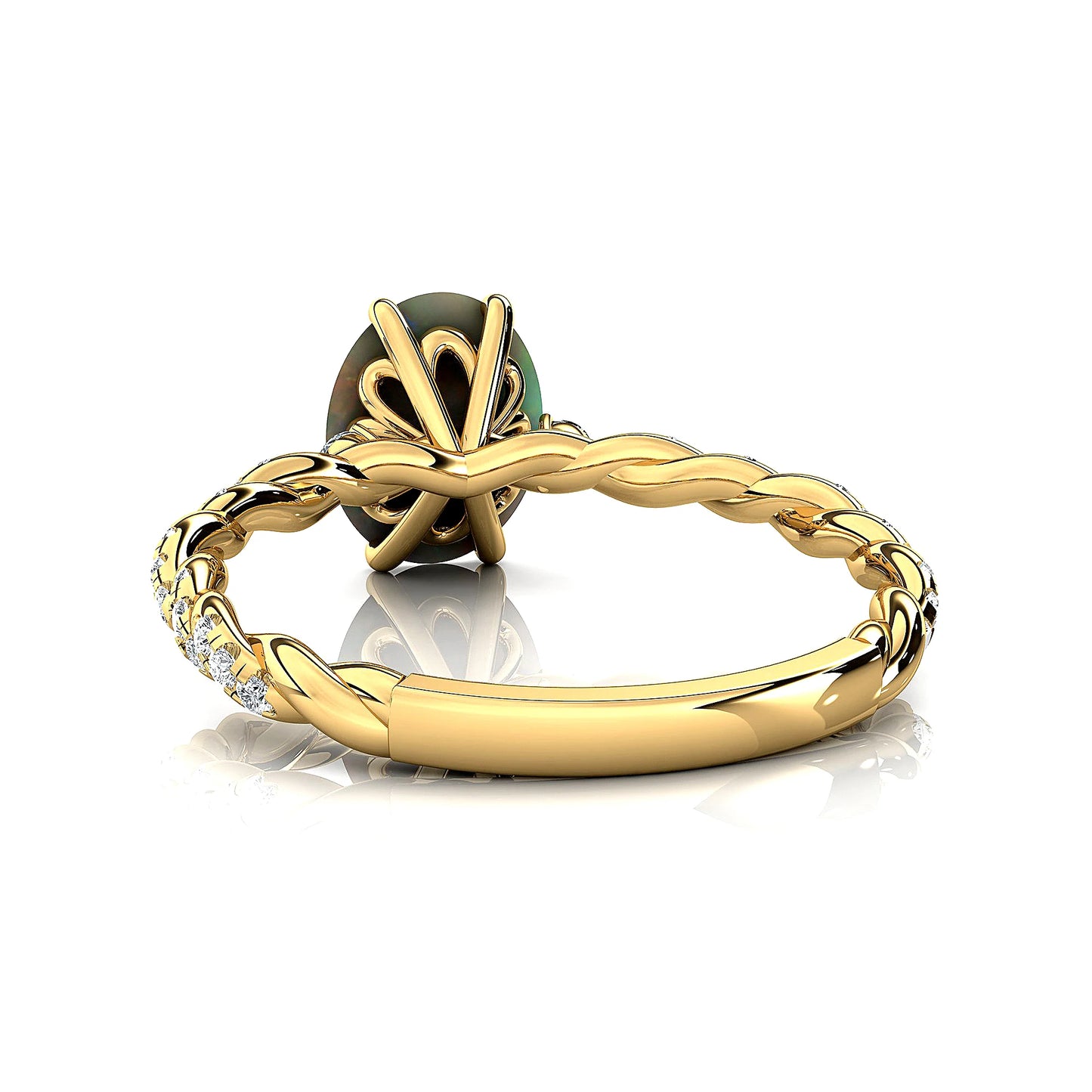 18k Solid Gold Rhodium Plated Ring Natural Ethiopian Opal & Real Diamond Birthstone Engagement Rings Valentine's Day Gift OEM