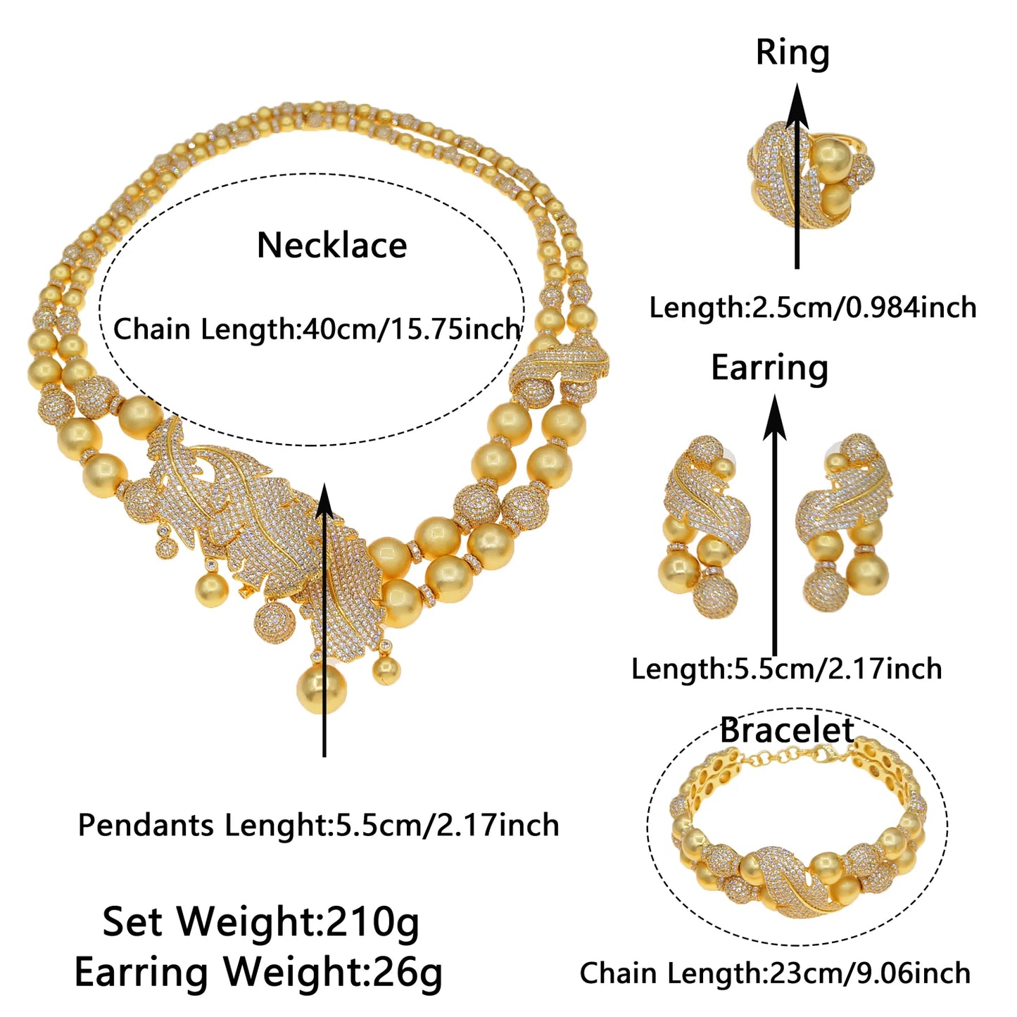 Zhuerrui New Design Sense Jewelry Set American High-end Diamond Series Ladies Classic Inheritance Wedding Four SetsHZ24020228