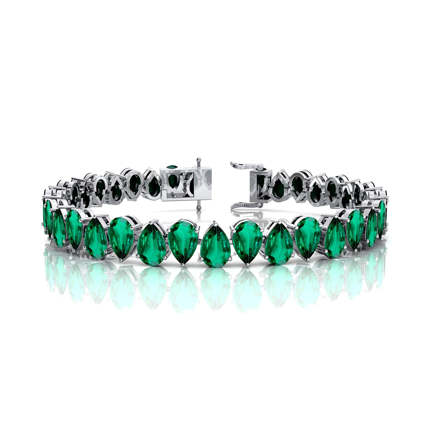 2025 Hot Selling Pear Cut Green Emerald Tennis Bracelet Women Fine Jewelry 10K 14K 18k Gold Link Chain Tennis Bracelet RTS