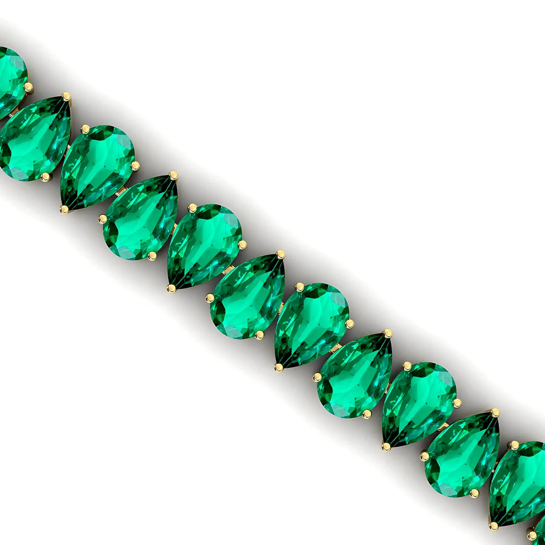2025 Hot Selling Pear Cut Green Emerald Tennis Bracelet Women Fine Jewelry 10K 14K 18k Gold Link Chain Tennis Bracelet RTS