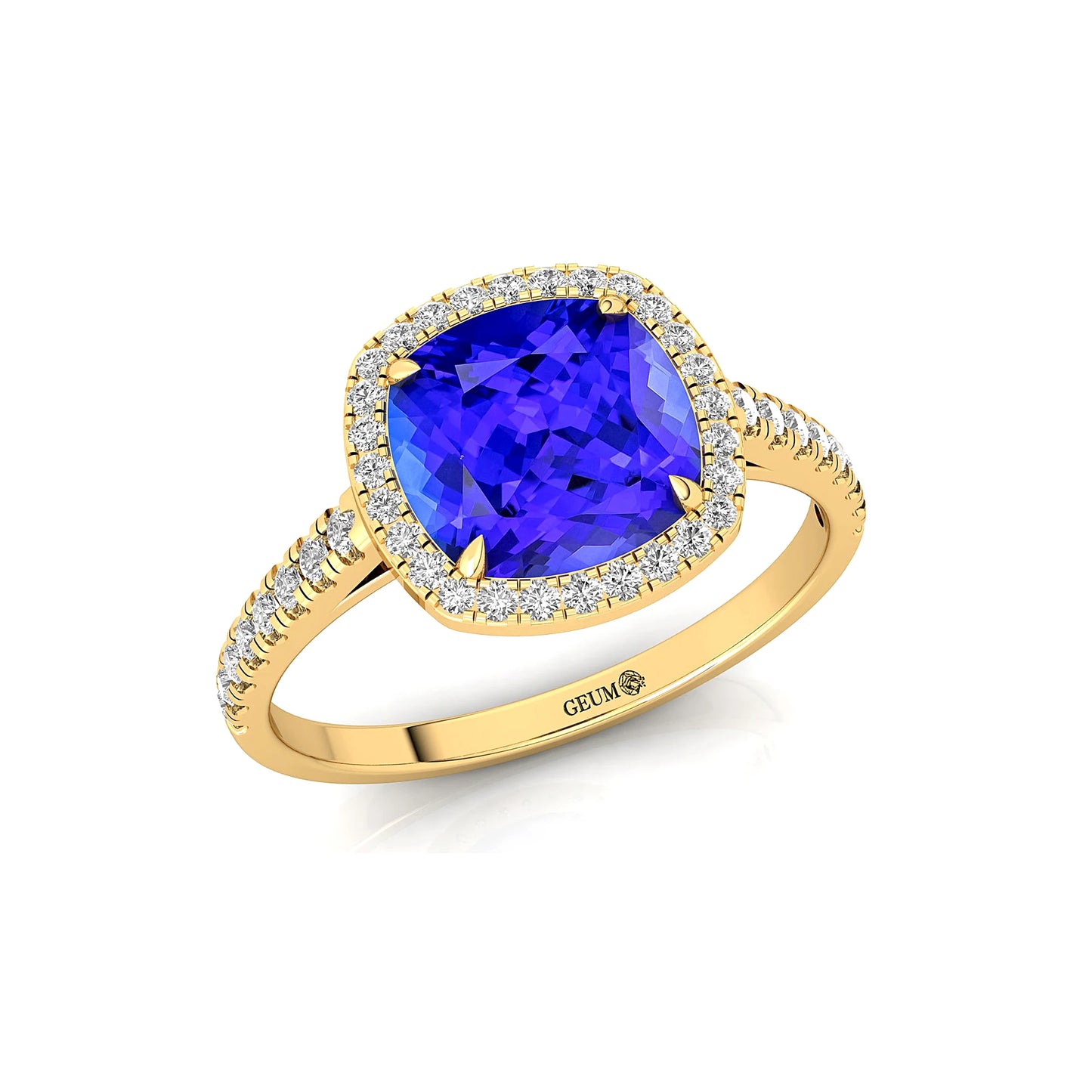 Solid Gold Classic Natural Tanzanite & Real Diamond Birthstone Anniversary Wedding Engagement Ring Gift for Mother Party