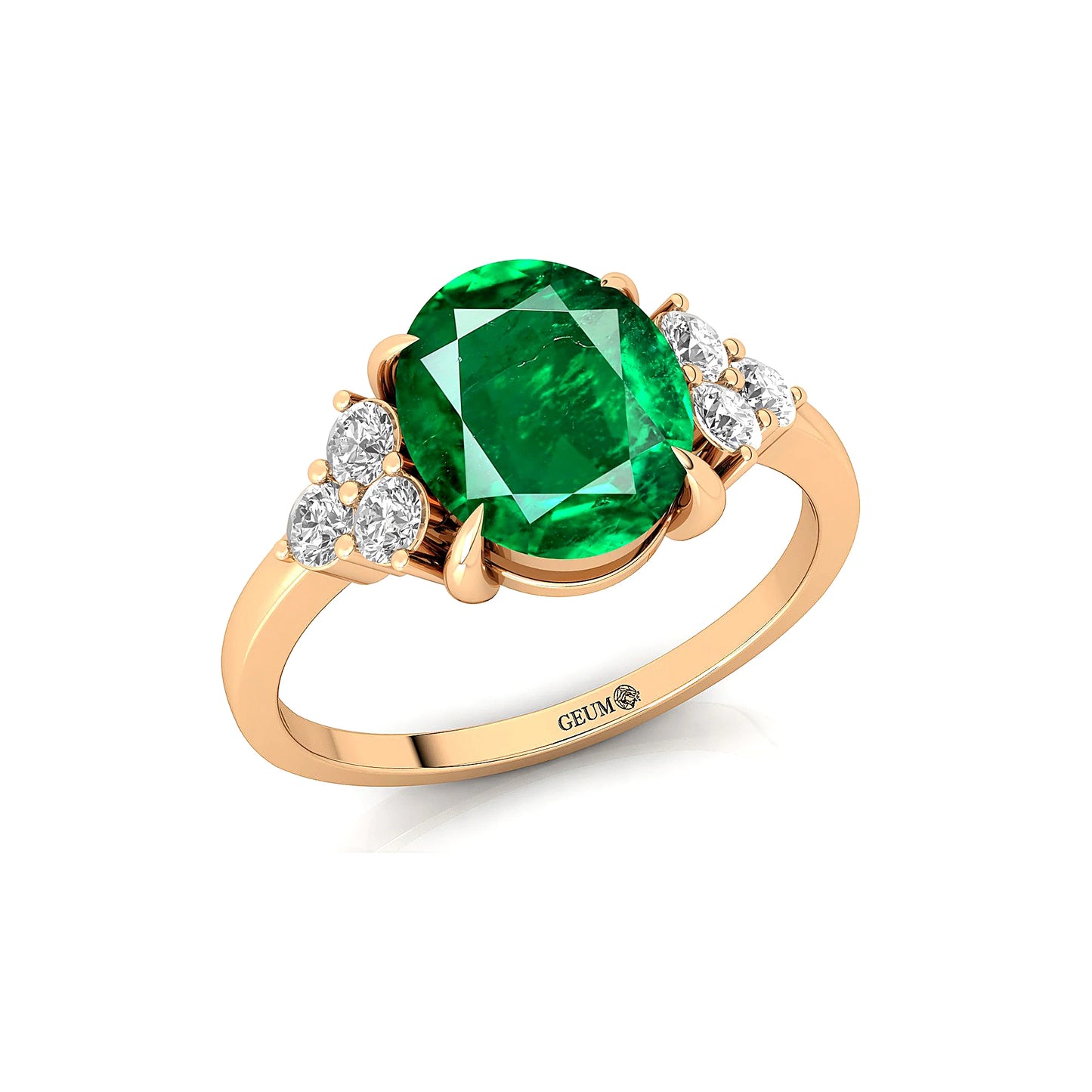 Lab Grown Emerald Gemstone & Diamonds Wedding Engagement Ring0 Antique Design Top Quality 18k Gold Luxury Cluster Rings Party
