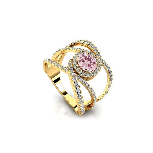 Natural Morganite Gemstone Real Diamond Cluster Rings 18k Solid Rose White Yellow Gold Solitaire Halo Fine Jewelry Gift For Wife