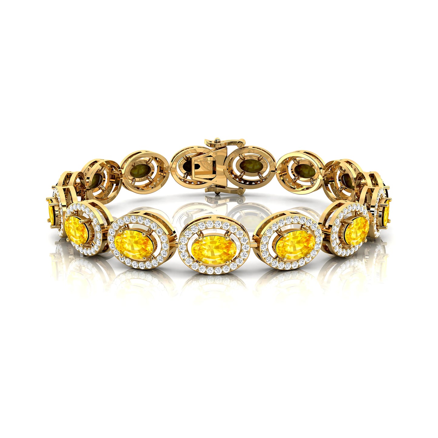 14K Gold Luxury Women Men Yellow Sapphire & Diamond Tennis Bracelet Mother Day Engagement Wedding Large Sapphire Tennis Bracelet