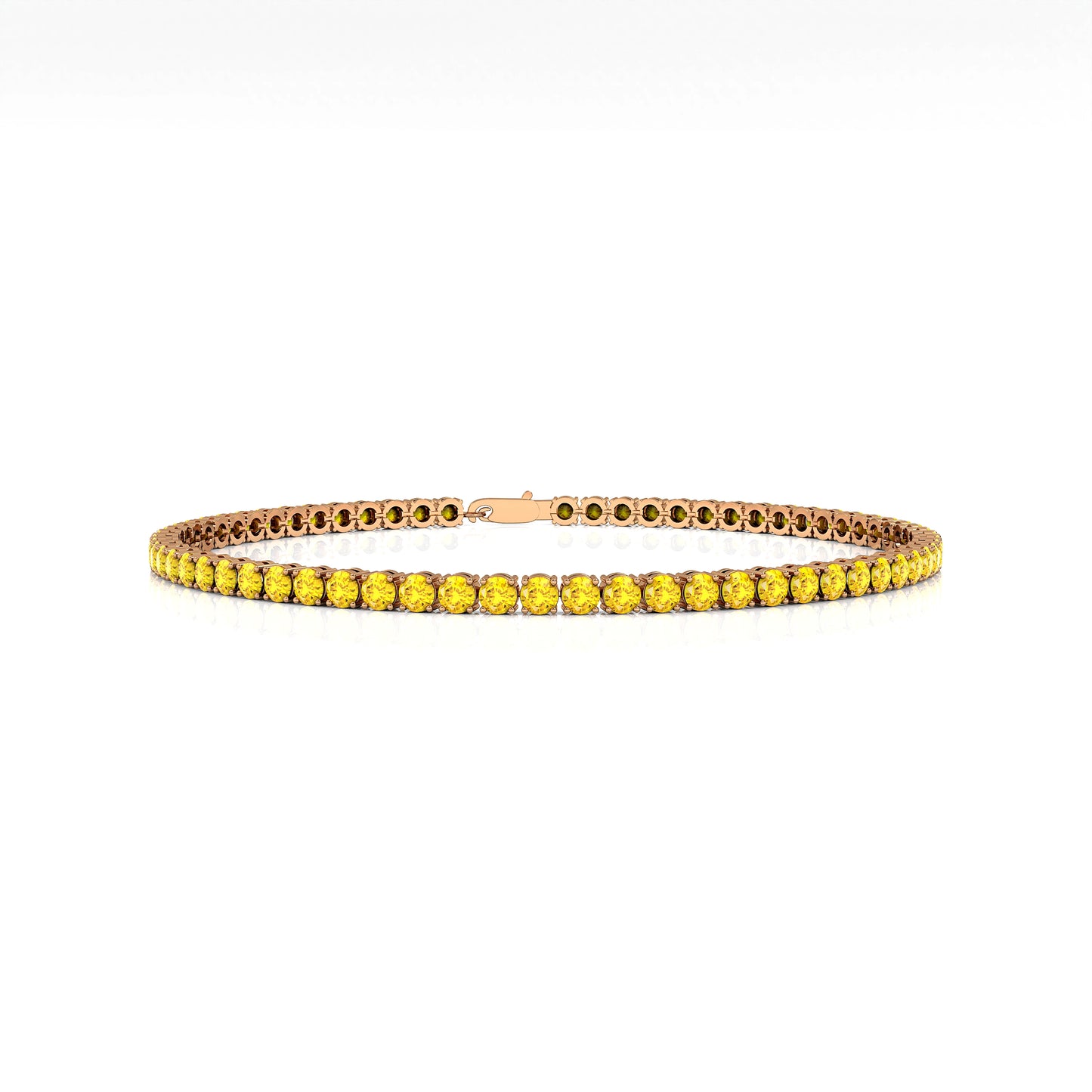 Natural Precious Yellow Sapphire Gemstone Tennis Bracelet 14K Fine Yellow Gold Luxury Fine Jewelry Gift Party Customizable Size