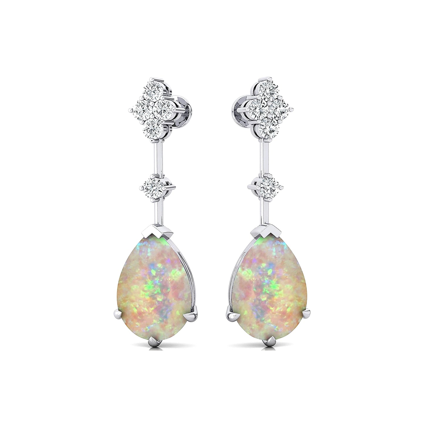 Luxurious Natural Ethiopian Opal Gemstone Real Diamonds Stud Earrings 18k Solid Rose Gold Cute Earrings For Women Bulk ODM Price