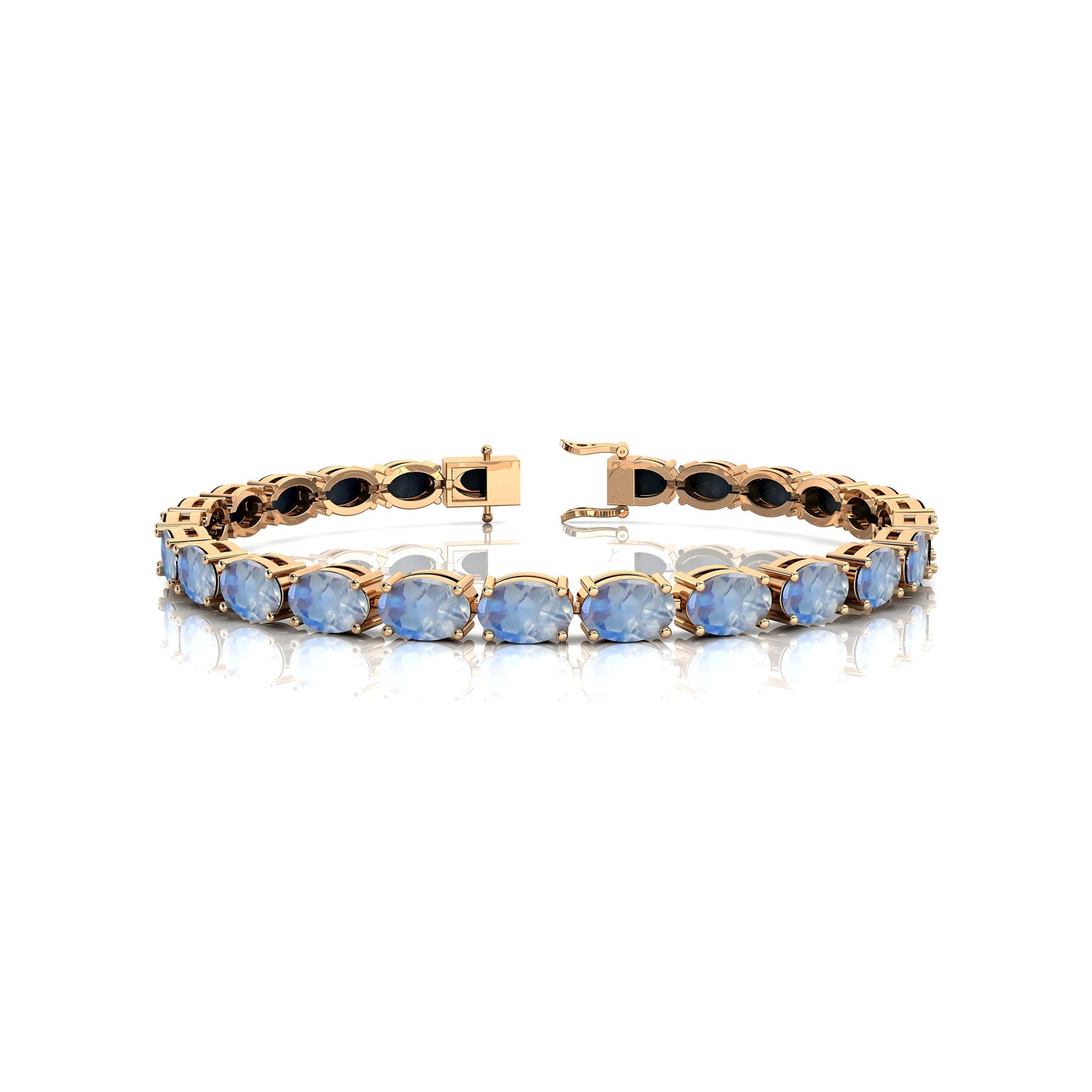 Natural Moonstone Gemstone Handmade Tennis Chain Bracelet 10k 14K 18k Solid Gold Prong Set Unisexual Tennis Bracelet Wholesaler
