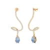 14k Solid Gold Handmade Earrings Unique Pear Cut Natural Rainbow Moonstone & Real Diamonds Dangling Drop Earrings Jewelry Gift