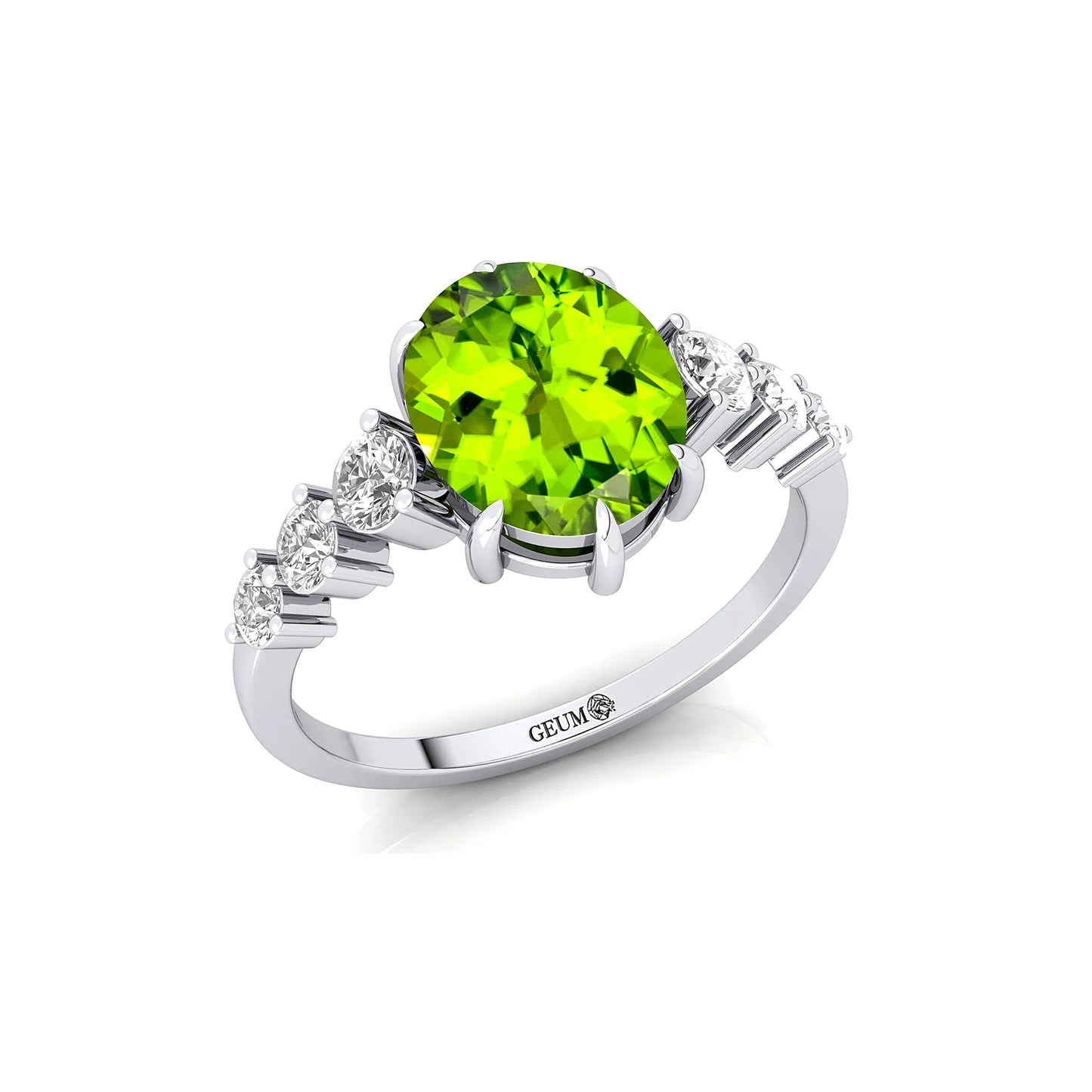 Natural Diamond Round Cut Peridot Gemstone Wedding Ring Solid 14k Pure Gold Handmade Gift Beloved Fine Jewelry Supplier OEM