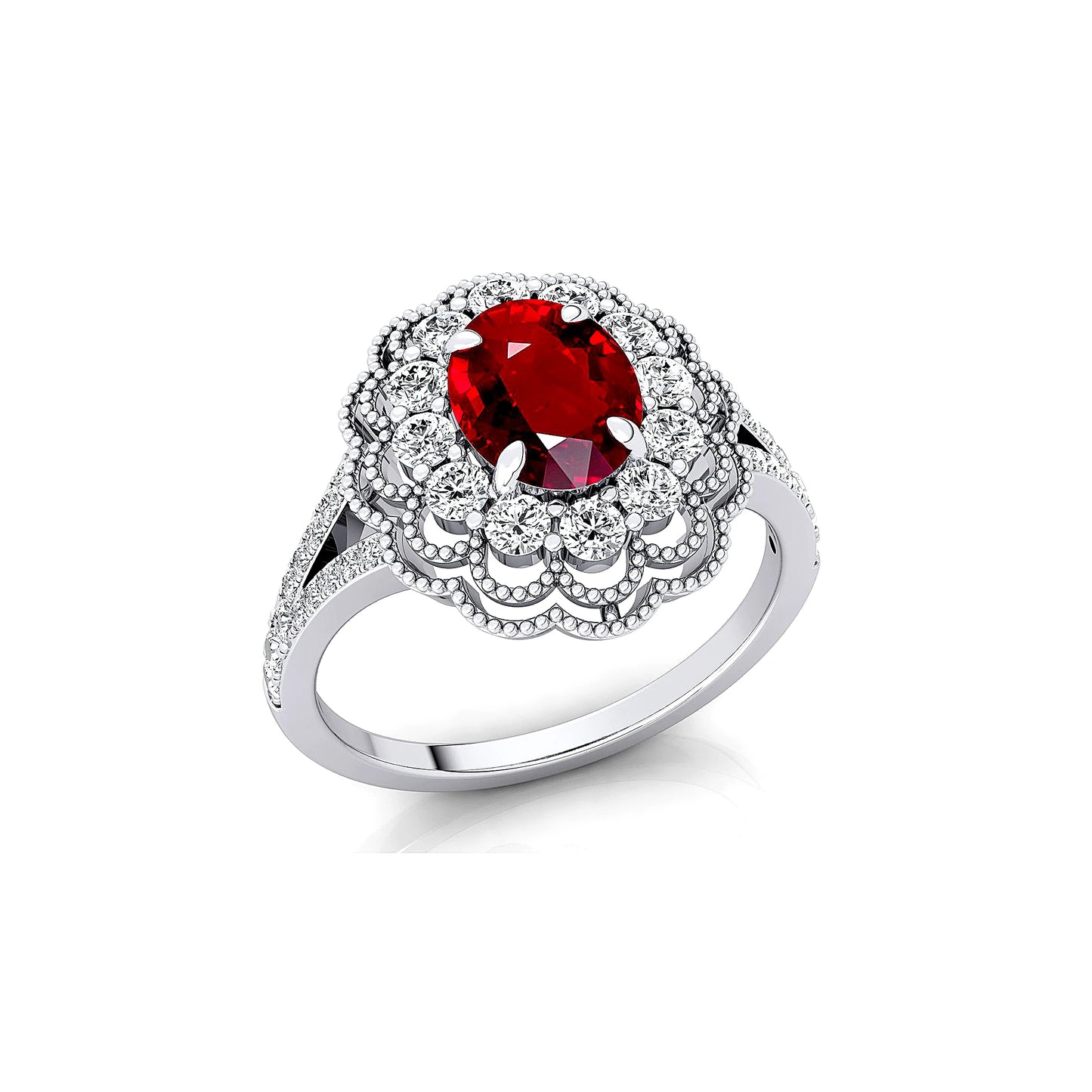 18k Solid Gold Lab Ruby Gemstone Real White Diamonds Wedding Ring Wholesale Latest Design Handmade Rhodium Plated Classic ODM