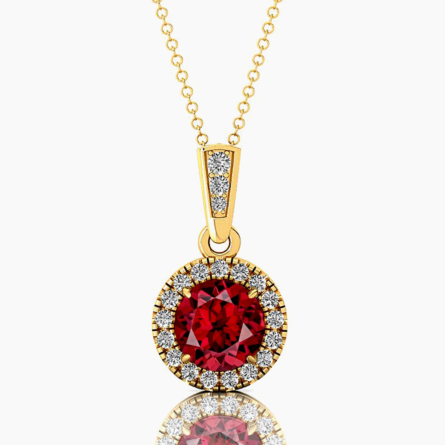 Red Garnet Solitaire Pendant Solid Gold IGI Certified Diamond Fine Jewelry Gemstone Charm Diamond Necklace Cute Engagement