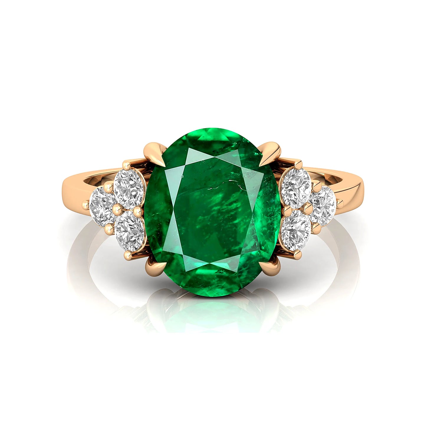 Lab Grown Emerald Gemstone & Diamonds Wedding Engagement Ring0 Antique Design Top Quality 18k Gold Luxury Cluster Rings Party