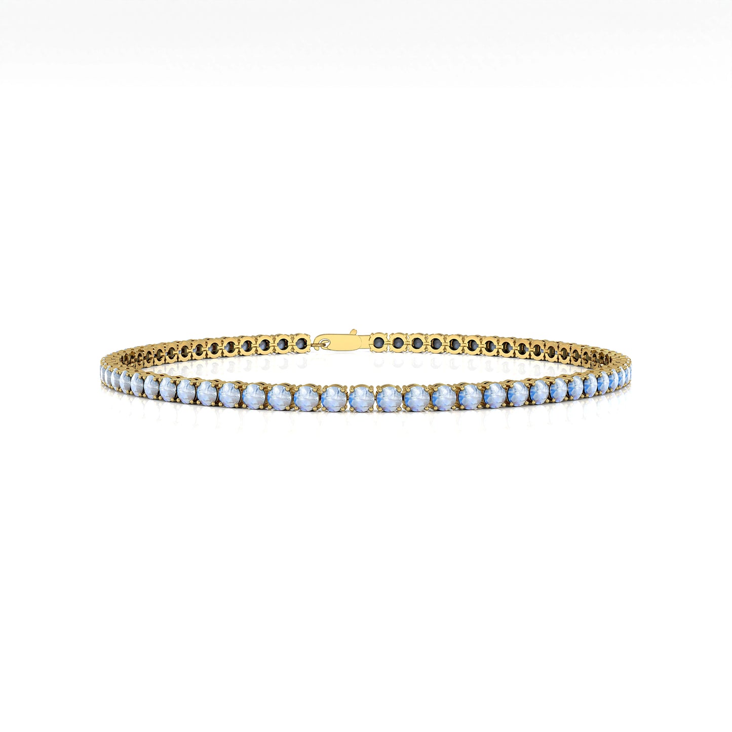 New Arrival Natural Rainbow Moonstone Cut Gemstone Tennis Chain Bracelet 14K Solid Gold Fine Jewelry Gift