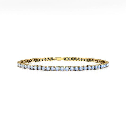 New Arrival Natural Rainbow Moonstone Cut Gemstone Tennis Chain Bracelet 14K Solid Gold Fine Jewelry Gift