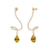 Lab Yellow Sapphire and Real Diamonds Dangling Drop Earrings OEM Vintage Style Cut Solid Gold Fine Jewelry Bridal Party Gift
