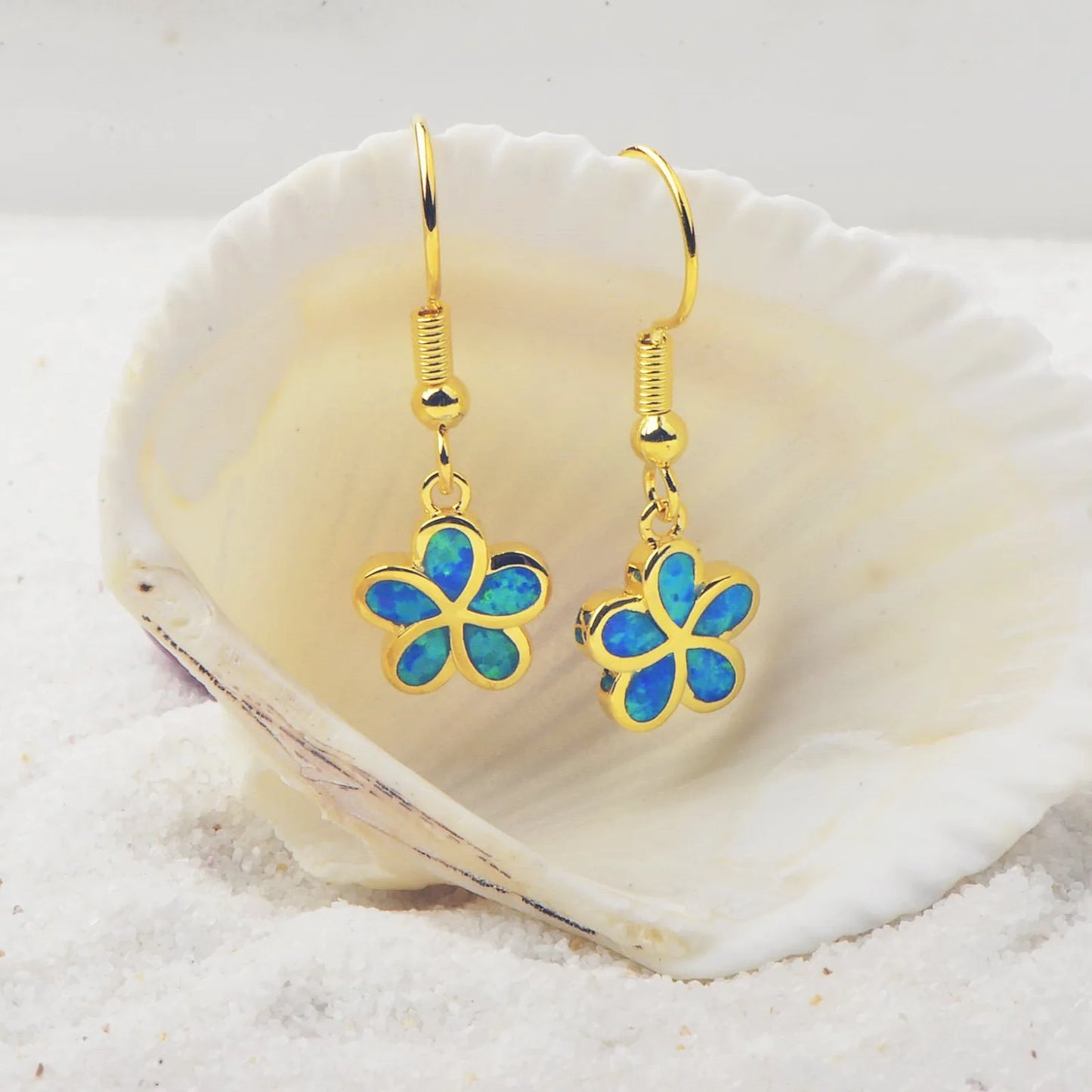 TikTok ins European and American style Opal blue women's Australian opal flower earrings Opal earrings wholesale