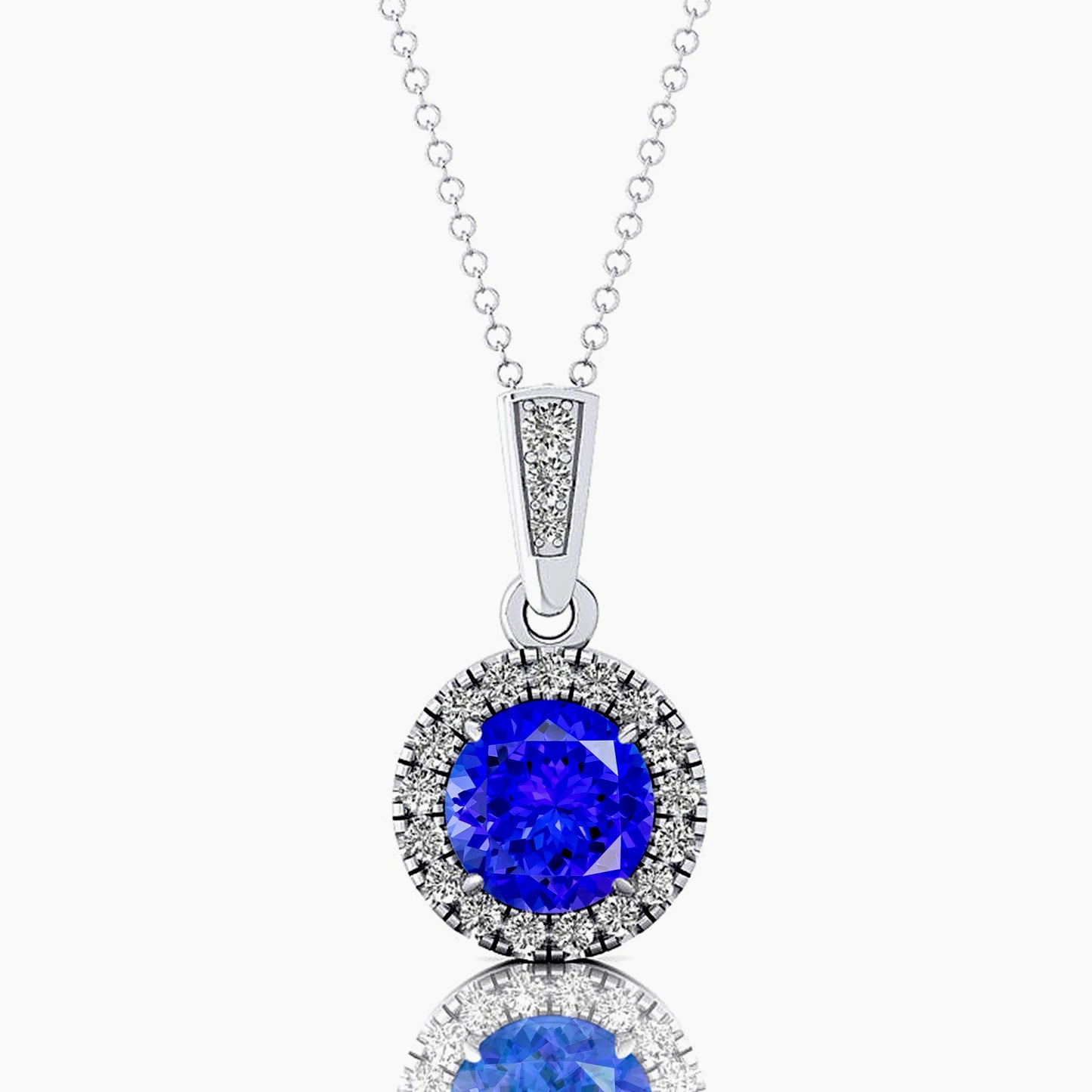 Latest Trendy Design Solid Gold Cute Pendant Real Diamonds Featuring Natural Tanzanite Gemstone Rhodium Plated Jewelry For Women