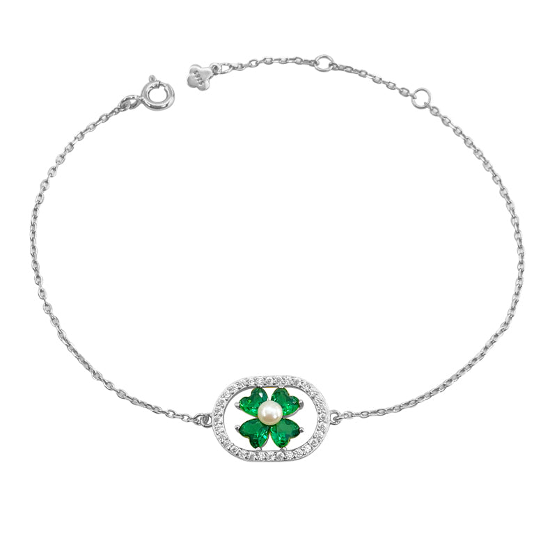 ArtistA Yinshiqi 925 Silver Jewelry Set for Women 18K Gold Plated Flower Green Zircon Hoop Earrings Necklace Bracelet Parties Weddings