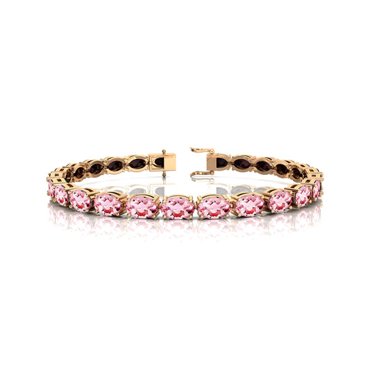Fine Jewelry 14k Gold Natural Oval Morganite Tennis Bracelet Custom Length 2.2mm Iced Out Semiprecious Gemstone Tennis Chains