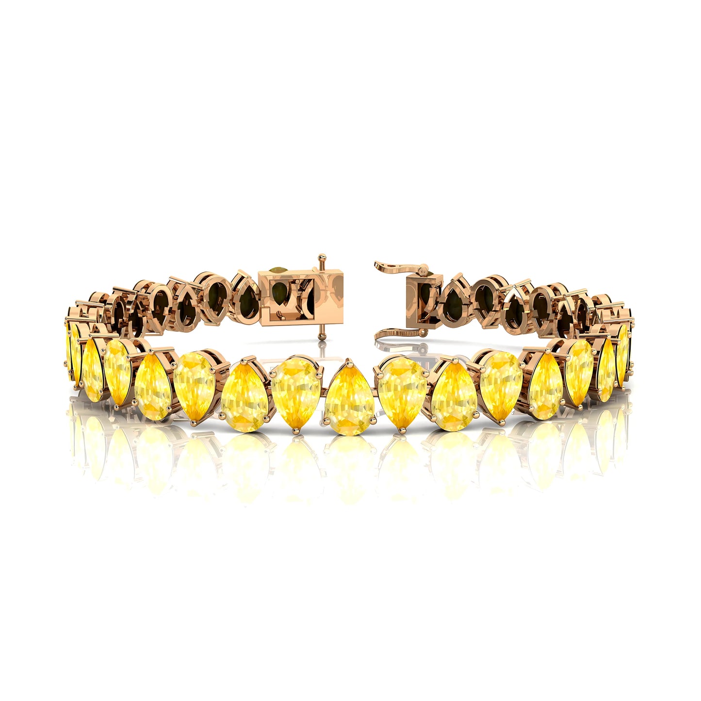 Women's Natural Yellow Sapphire Tennis Bracelet 14K Gold Pear Shaped Prong Setting 2025 Elegant Charm Gemstone Tennis Bracelets