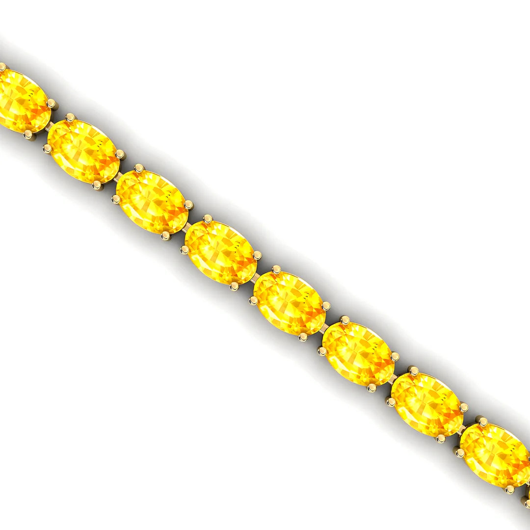 Hot Selling Trending Design Women's Tennis Bracelet Geometric Oval Shape Sparkling Yellow Sapphire Iced Out Tennis Bracelets RTS