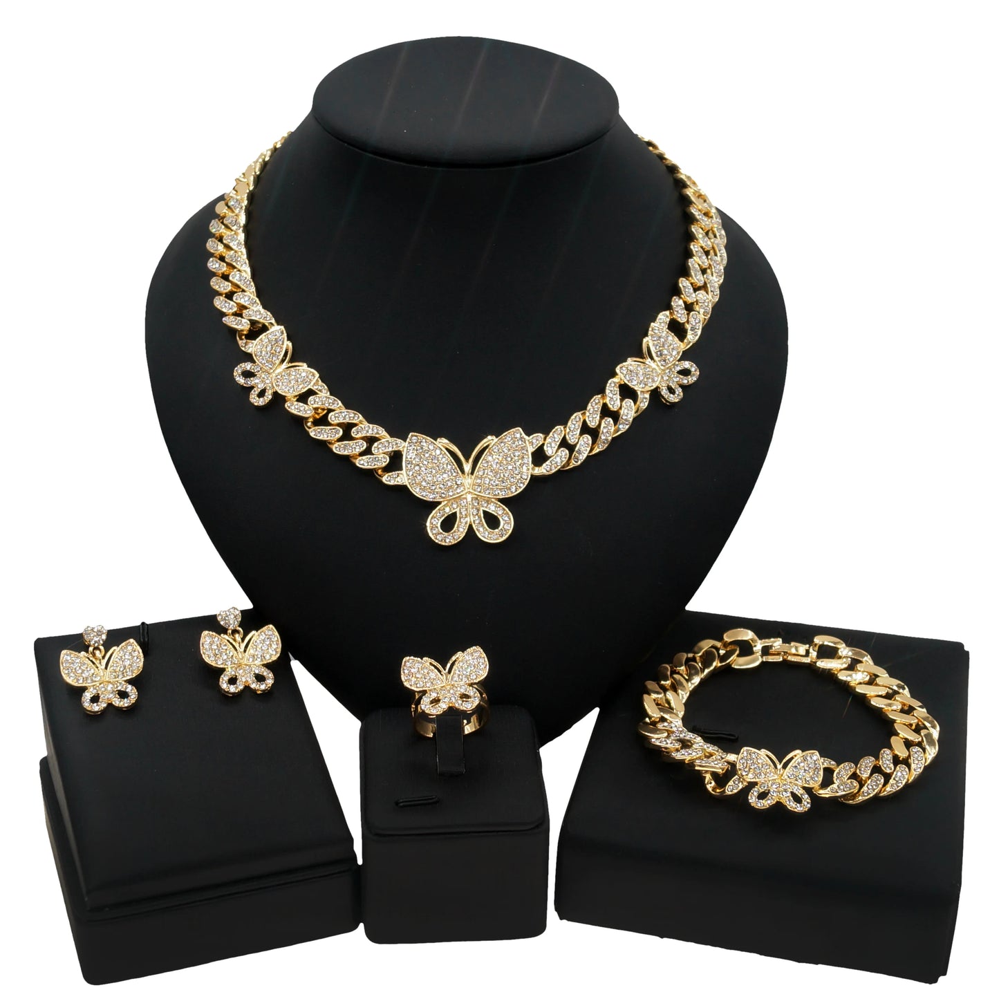 Zhuerrui Fashion 24K Gold Plated Jewelry Sets Flower Design Necklace Bangle Wholesale Brazilian Gold Plated Costume Access Z0015