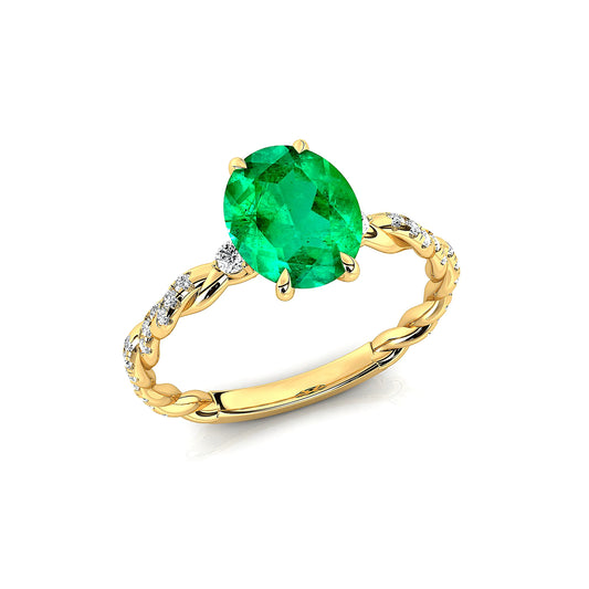 Wedding Statement Rings Lab Grown Emerald Gemstone Real White Diamonds 18kt Solid Rose Yellow Gold Rhodium Plated Bulk