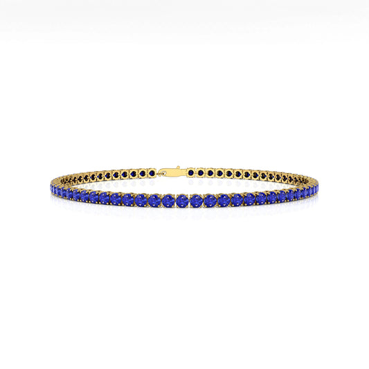 Women's Natural Blue Sapphire Tennis Bracelet 14K Yellow Gold Prong Setting 2.00 Ctw Elegant Charm Gift RTS