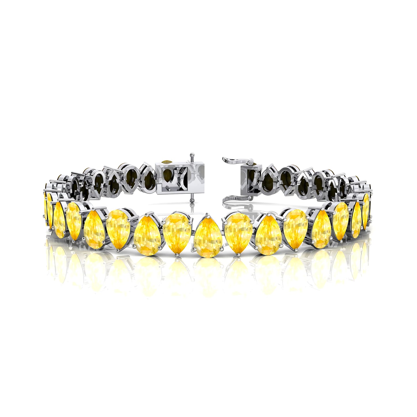 Women's Natural Yellow Sapphire Tennis Bracelet 14K Gold Pear Shaped Prong Setting 2025 Elegant Charm Gemstone Tennis Bracelets