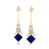 Trending Lab Grown Blue Sapphire Diamond Drop Earrings 18K Fine White Gold Rhodium Plated Wedding Gemstone Fashion Jewelry