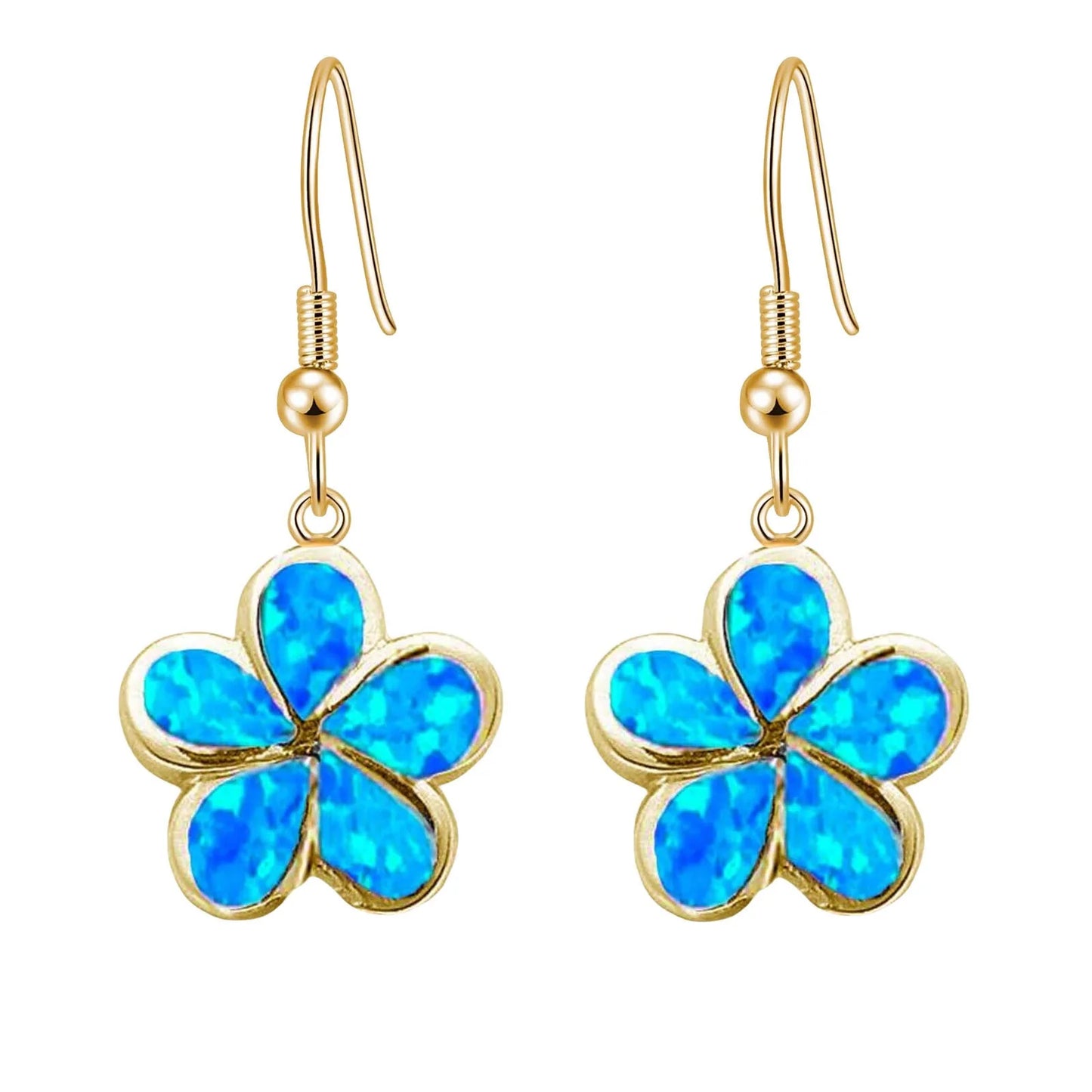 TikTok ins European and American style Opal blue women's Australian opal flower earrings Opal earrings wholesale