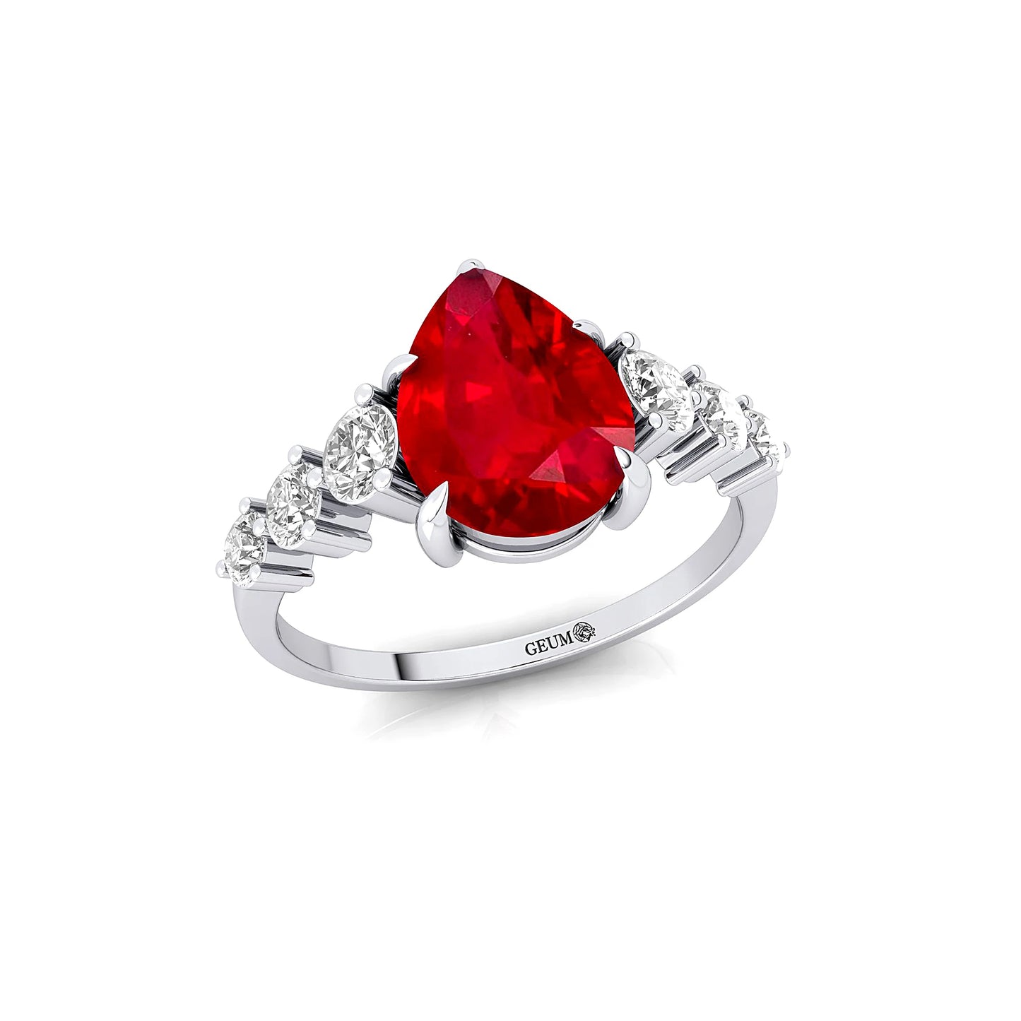 14K Pure Gold Lab Grown Ruby Gemstone & Diamond Band Solitaire Ring New Arrival Classic July Birthstone Party Anniversary Rings