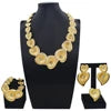 Zhuerrui Italian Gold Plated Jewelry Set for Women Heart Shaped Petal Crystal Necklace Earrings Bracelet Ring Party I004320