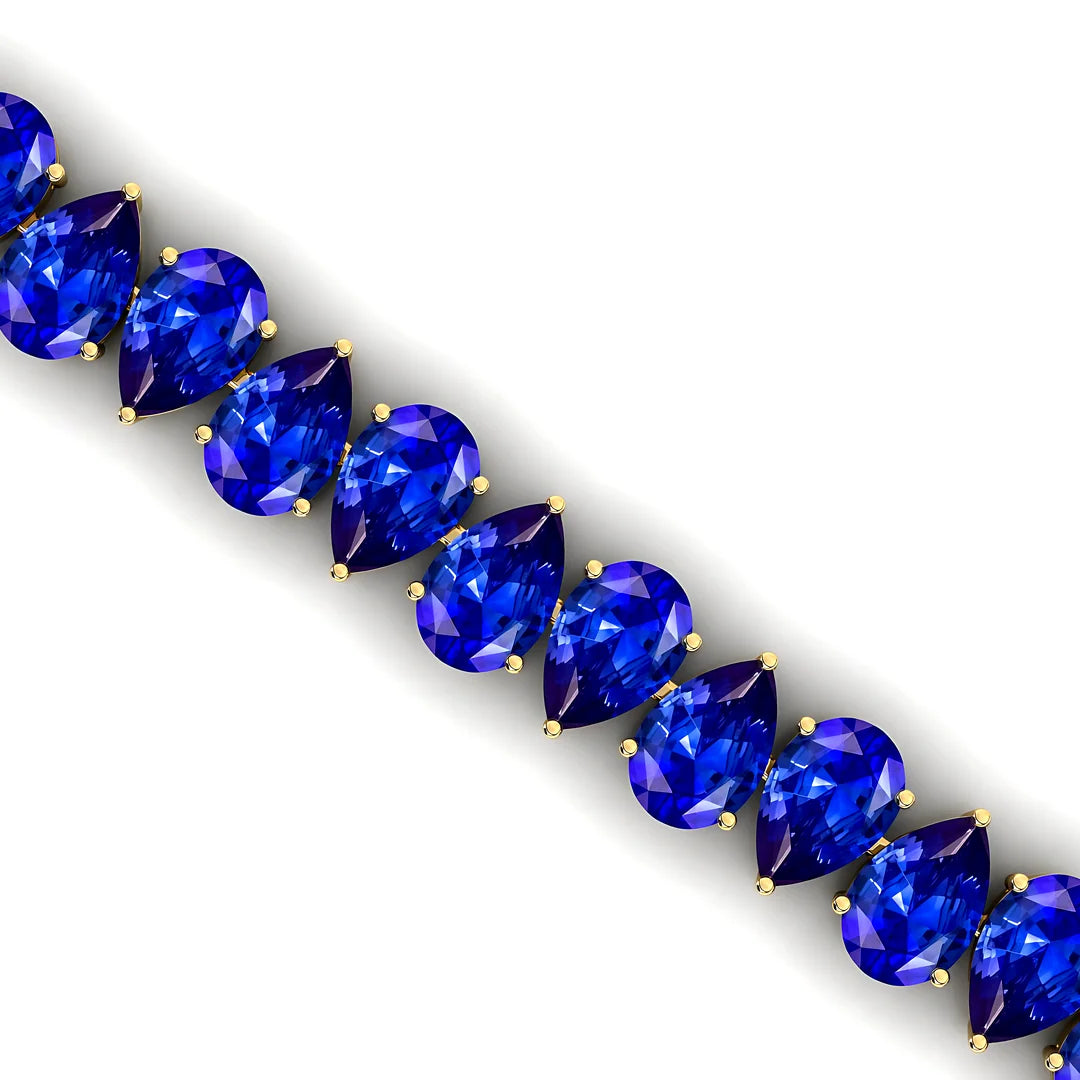 Trendy 14K/18K Solid Gold Natural blue Sapphire Dainty Elegant Tennis Bracelet Fine Jewelry Pear Blue Sapphire Tennis Bracelets