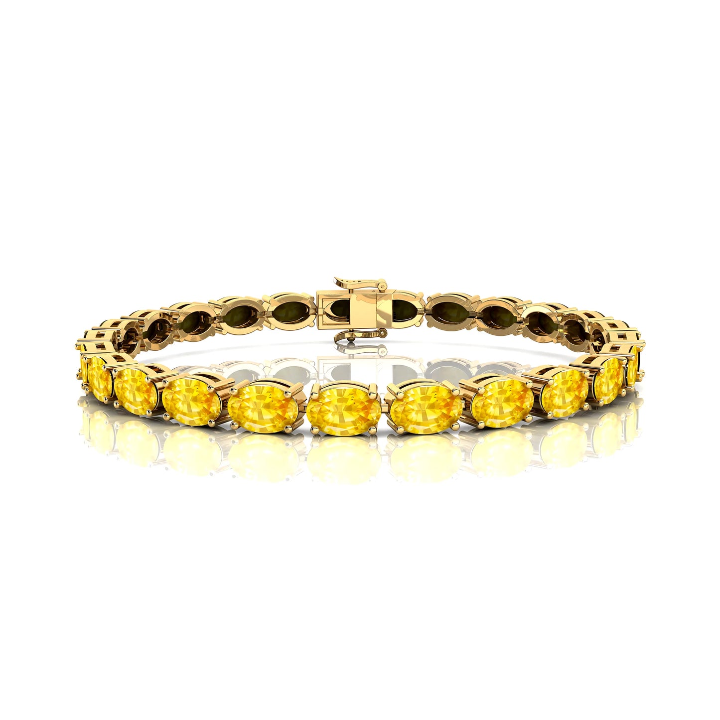 Hot Selling Trending Design Women's Tennis Bracelet Geometric Oval Shape Sparkling Yellow Sapphire Iced Out Tennis Bracelets RTS