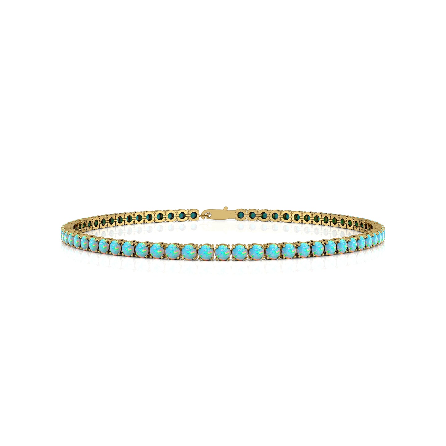 New Design 14k Solid Gold Natural Ethiopian Opal Tennis Chain Bracelets Women Gift Party Direct Wholesale Fine Jewelry