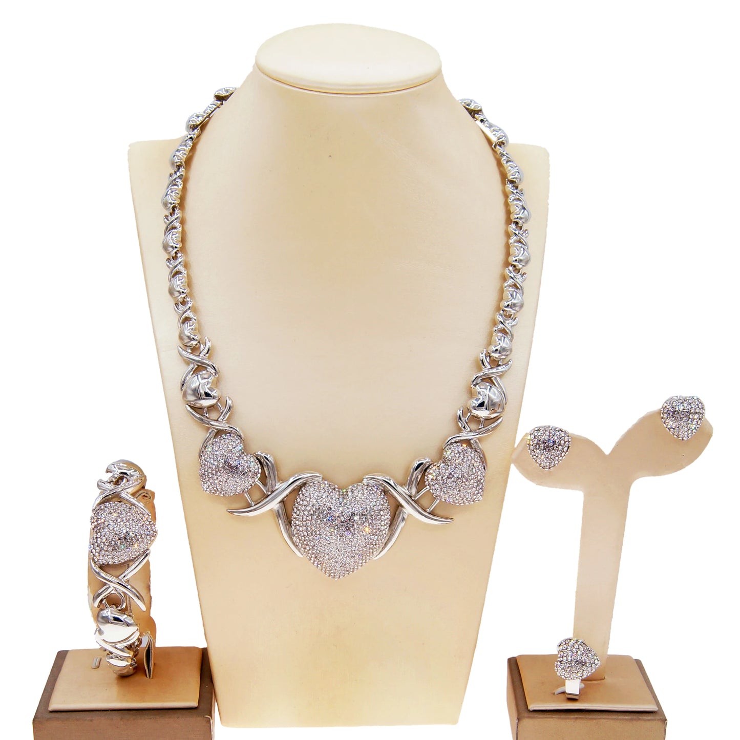 Zhuerrui I Love You Big Heart Hug and Kiss Xoxo Jewelry Sets Wedding High Quality 18K Gold Plated African Women Jewelry SetC0001