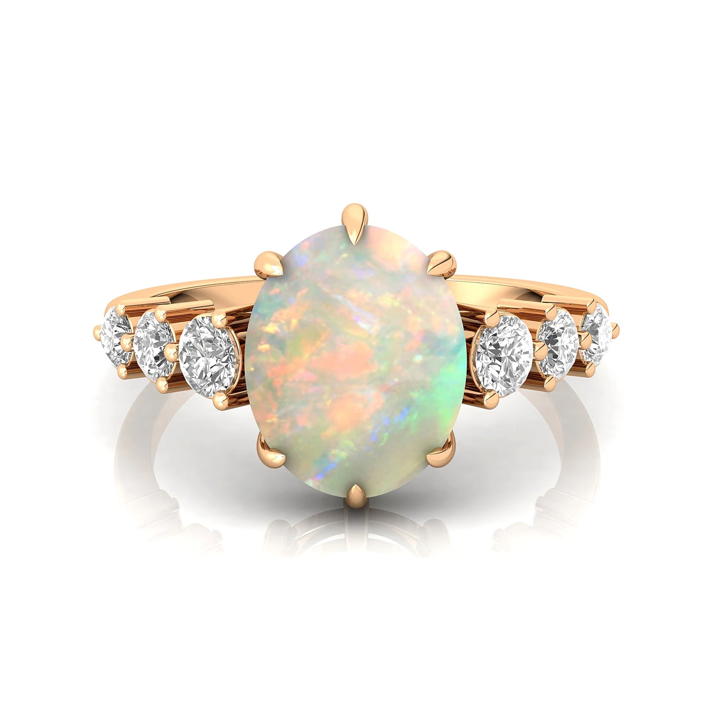 Genuine Natural Diamond Cluster Ring Ethiopian Opal Gemstone Solid 18k White/Yellow/Rose Gold Classic Wedding Fine Jewelry OEM