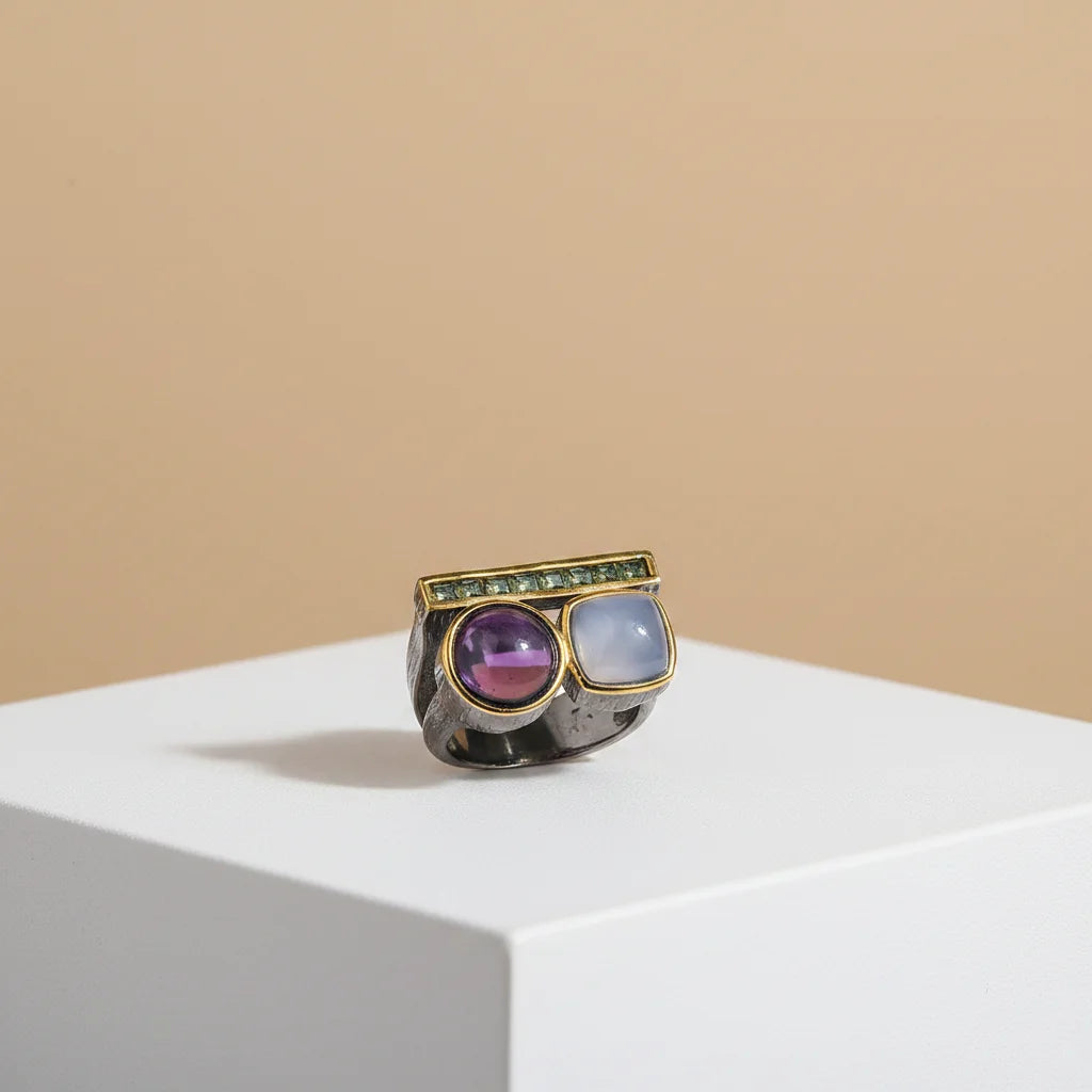 2023 Collection Natural Purple Amethyst Rough Gemstone Handmade 925 Sterling Silver Ring