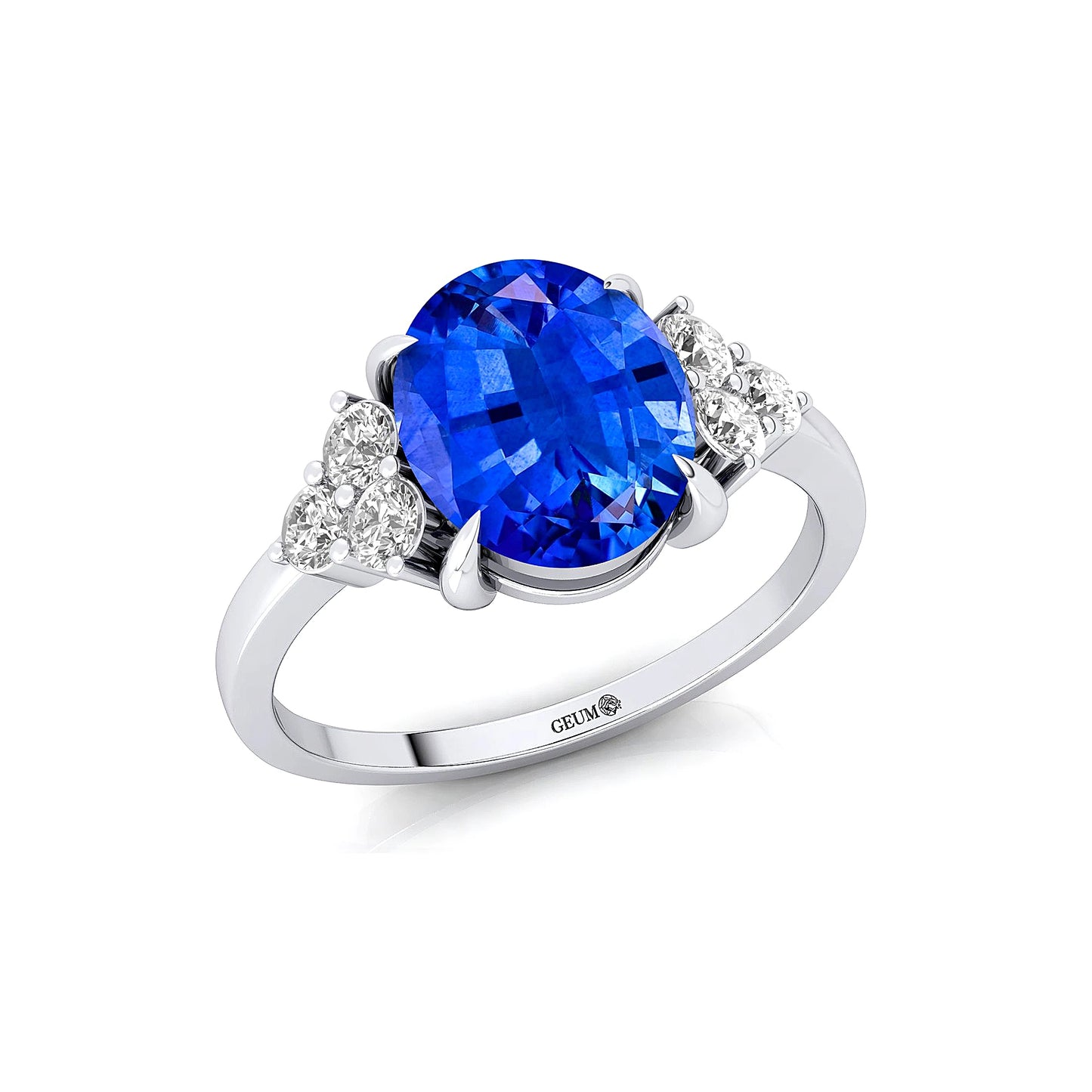 Luxurious 14k Solid Gold Lab Created Blue Sapphire Gemstone Real Diamonds Ring High Quality Fine Jewelry Classic Wedding Ring