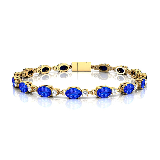 Exquisite Trendy Design 14k Gold 2.2mm Oval Cut Natural Tanzanite With Real Diamond Dainty Elegant Tennis Bracelets Wholesale
