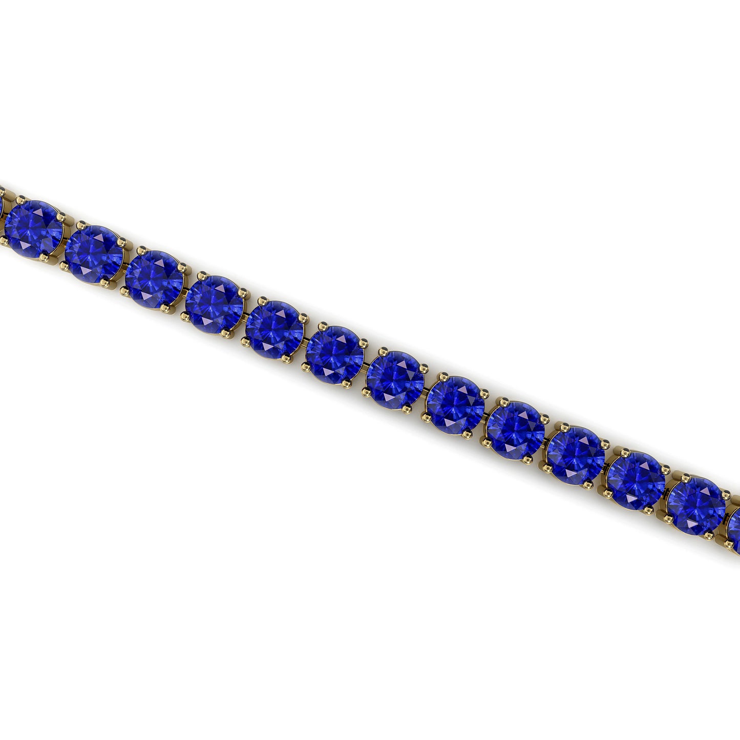 Women's Natural Blue Sapphire Tennis Bracelet 14K Yellow Gold Prong Setting 2.00 Ctw Elegant Charm Gift RTS