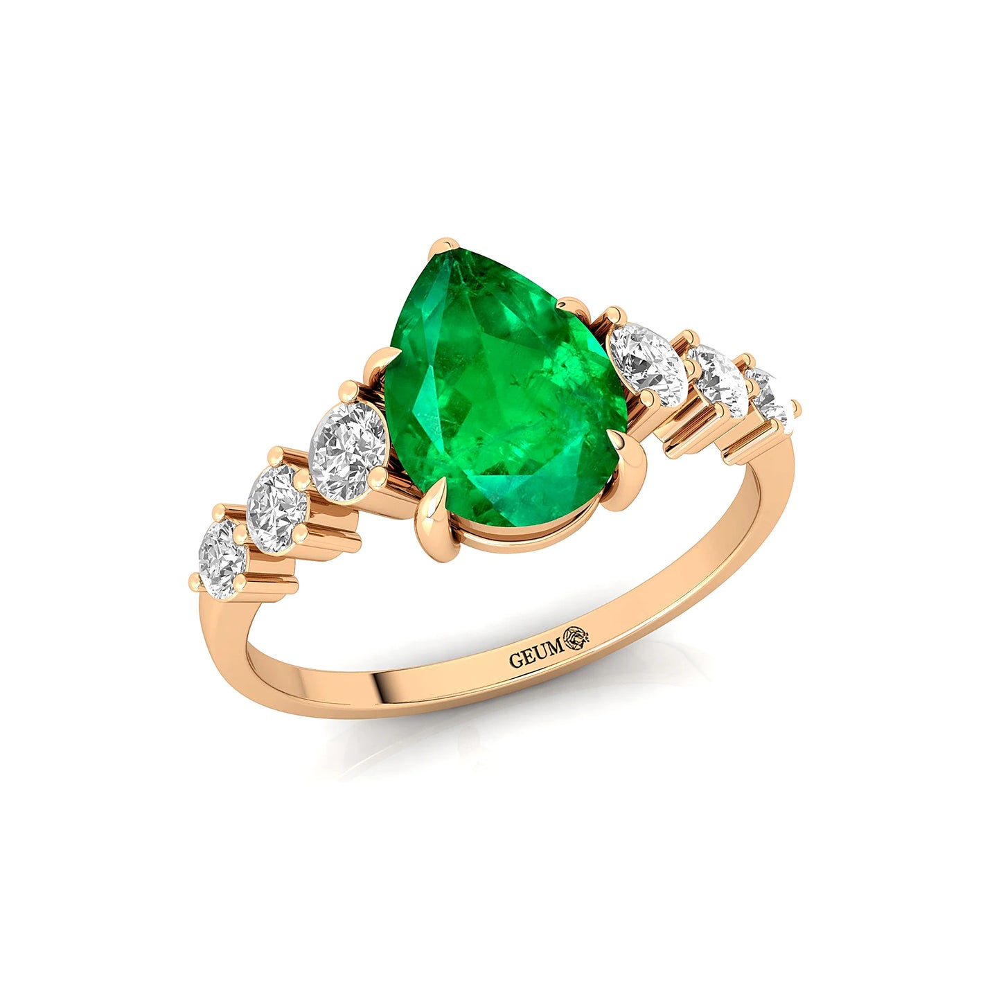 Luxurious 14k Gold Jewelry Unique Round Cut Lab Grown Emerald Gemstone Ring Genuine Diamonds Wedding Anniversary Party Wear Ring