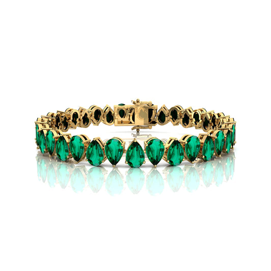 2025 Hot Selling Pear Cut Green Emerald Tennis Bracelet Women Fine Jewelry 10K 14K 18k Gold Link Chain Tennis Bracelet RTS