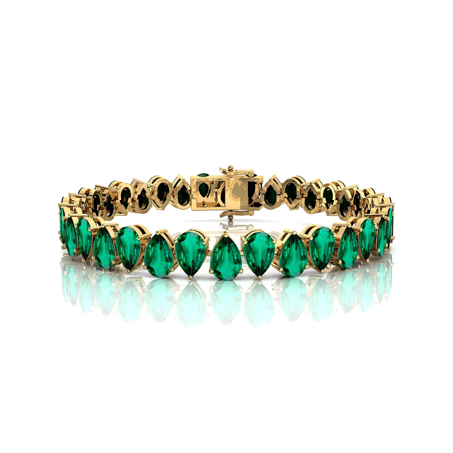 2025 Hot Selling Pear Cut Green Emerald Tennis Bracelet Women Fine Jewelry 10K 14K 18k Gold Link Chain Tennis Bracelet RTS