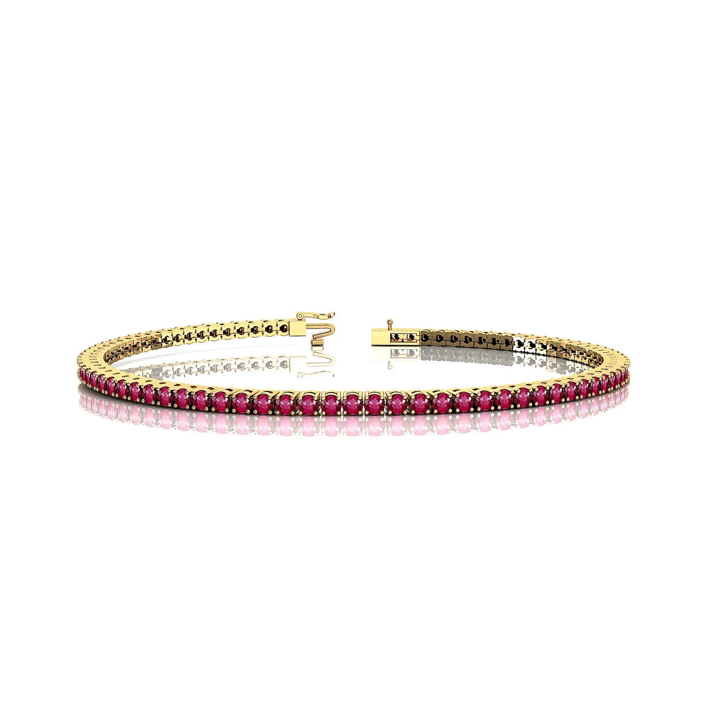 14K Gold Classic Tennis Bracelet Natural Pink Sapphire Cut Gemstone 2.00 Ctw Customized Size for Wedding Party Gift-Direct