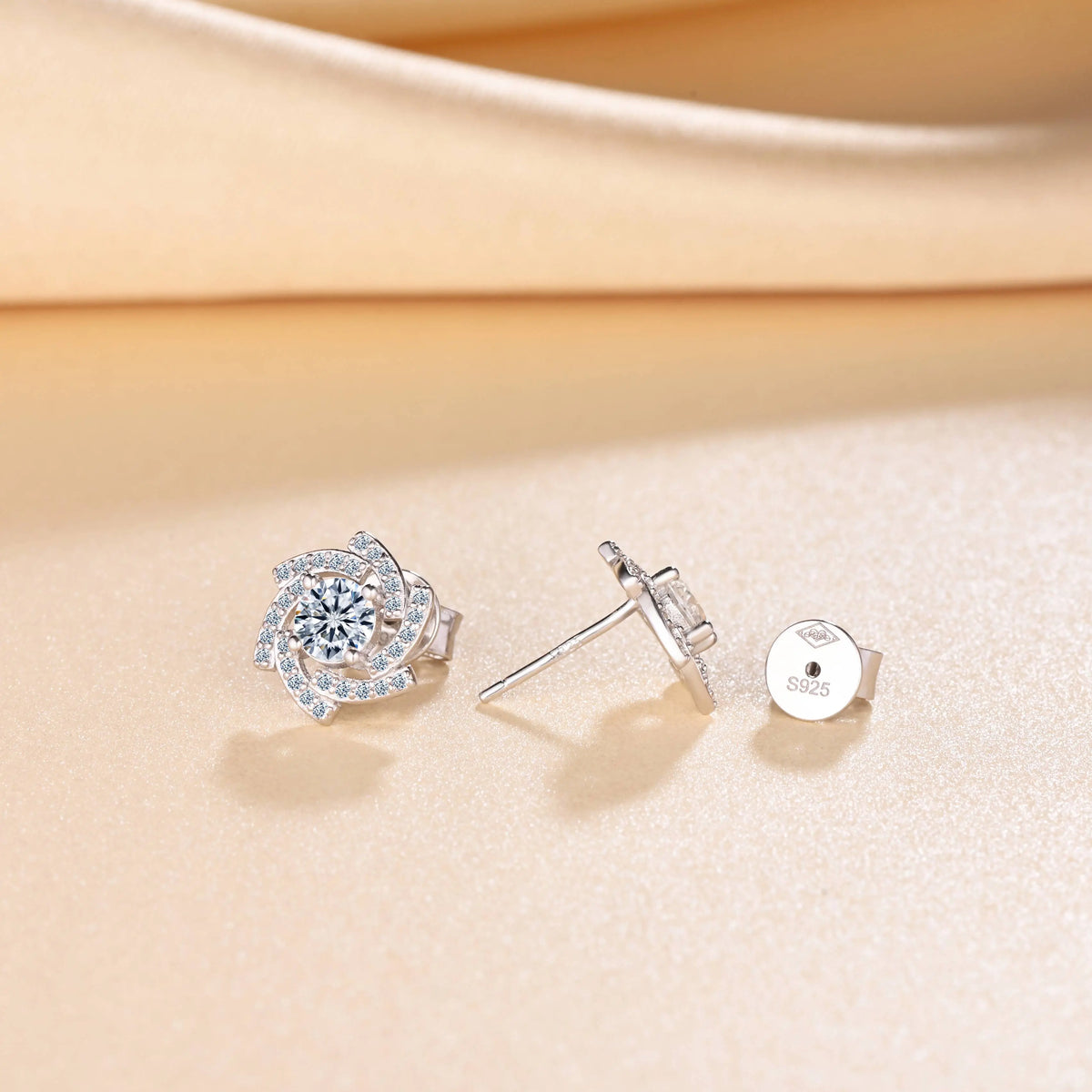 Nebula Jewelry Set 925 Sterling Silver Moissanite Pendants Charms Necklace Stud Earrings