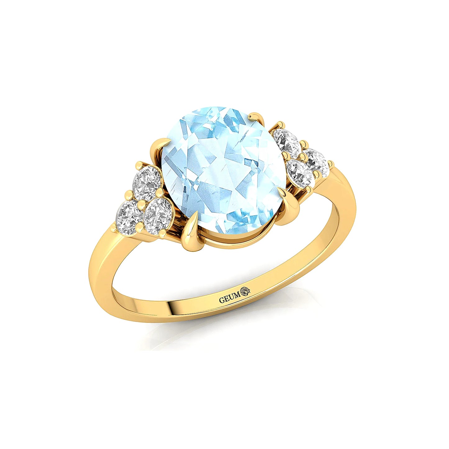 Latest Design Handmade Natural Aquamarine Gemstone Real Diamond Halo Solitaire Rings 18k Solid Gold Prong Setting Ring Jewelry