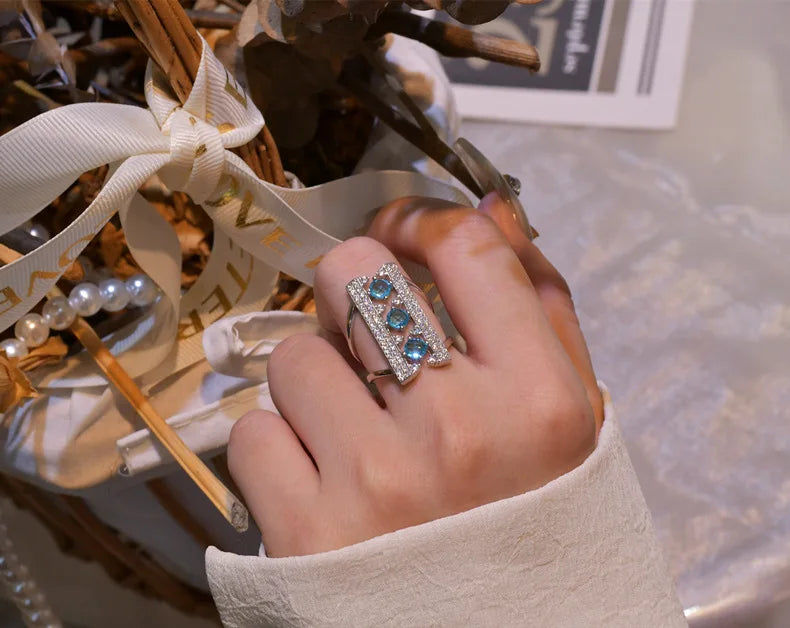MuShan Jewelry Factory Original New Product Arch Bridge Ring with Female Personality Design 925 Silver Inlaid Zircon Ring