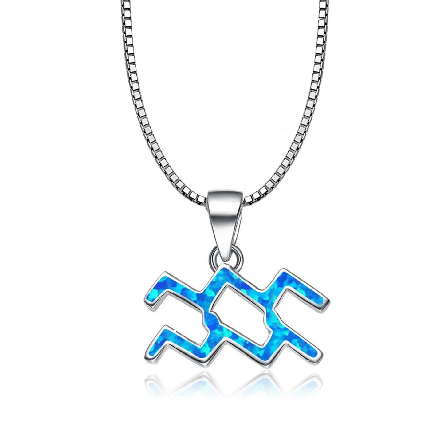 Aquarius Zodiac Sign Pendant Necklace Aobao Adjustable Chain Fashion Jewelry for Daily Wear